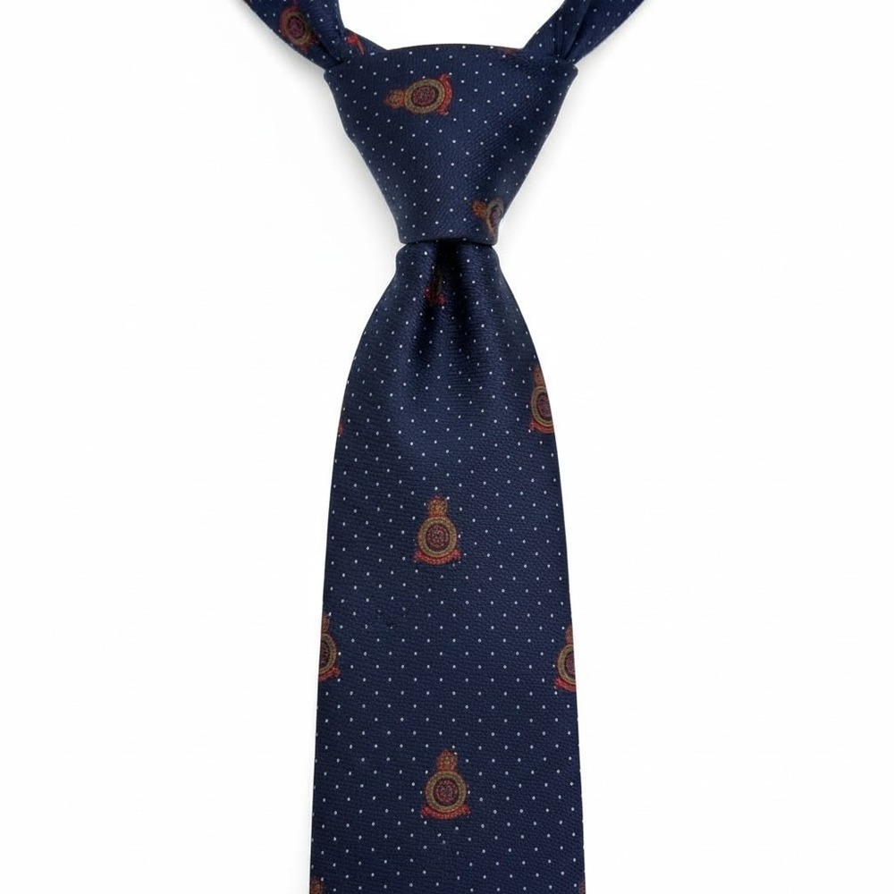 Alwardson Mens Navy Blue Silk Tie Polka Dot Crest Nautical Academic Classic Tie